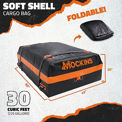 Mockins 30 Cu Ft. Orange Waterproof Rooftop Bag (60"x43"x20") with Mat, Straps, Hooks & More
