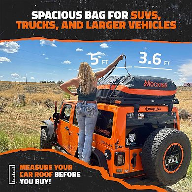 Mockins 30 Cu Ft. Orange Waterproof Rooftop Bag (60"x43"x20") with Mat, Straps, Hooks & More