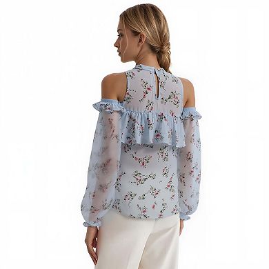 Drapped Soft Cold Shoulder Blouse