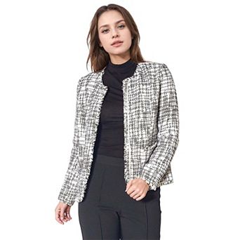 Open Front Tweed Blazer