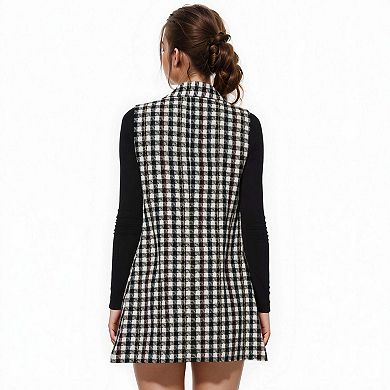 Boucle Longline Vest in Black Plaid