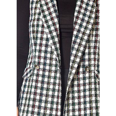 Boucle Longline Vest in Black Plaid