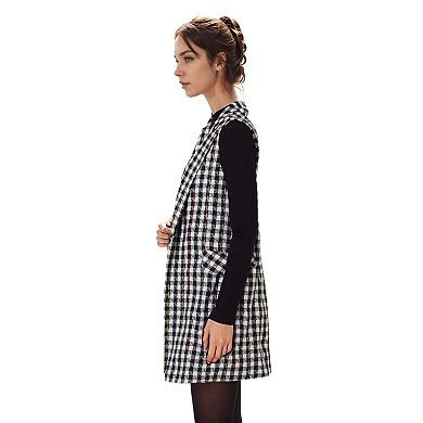 Boucle Longline Vest in Black Plaid