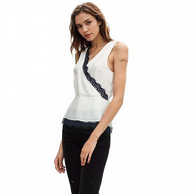 Lace-Trimmed Peplum Blouse