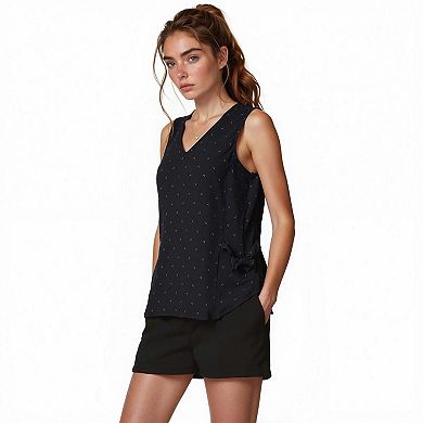 V-Neck Side Cinch Tie Shell Top In Black