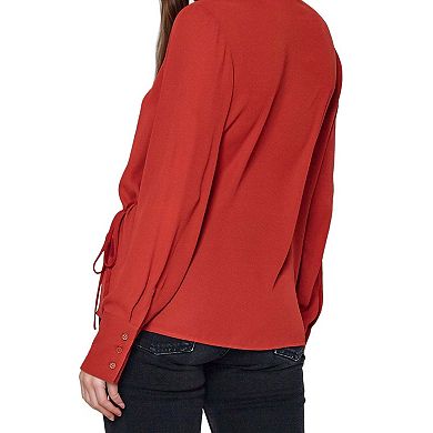 Wrap Front Long Sleeve Blouse