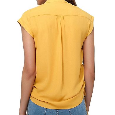 Button Down Side Tie Blouse