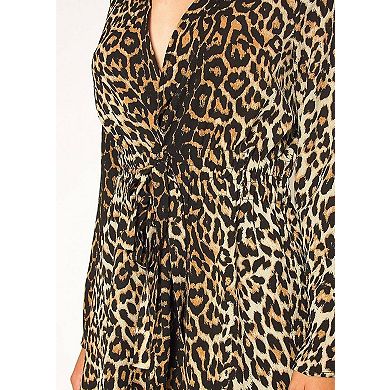 Leopard Tie Front Top