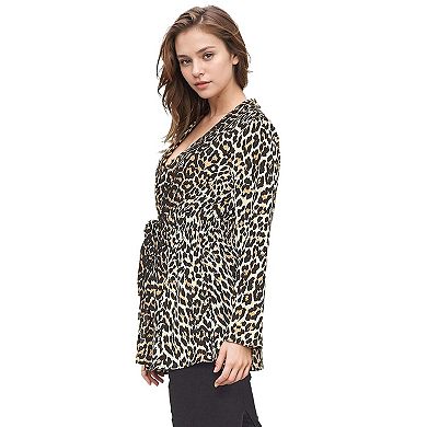 Leopard Tie Front Top