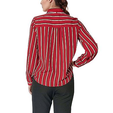 Womens Stripe Tie Neck Blouse