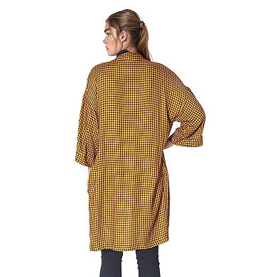 Gingham Kimono Cardigan in Mustard Checker