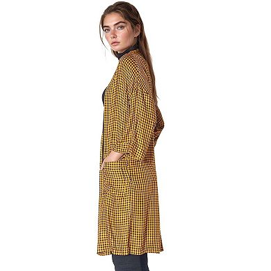 Gingham Kimono Cardigan in Mustard Checker