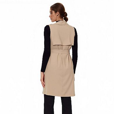 Sleeveless Trench Vest in Khaki