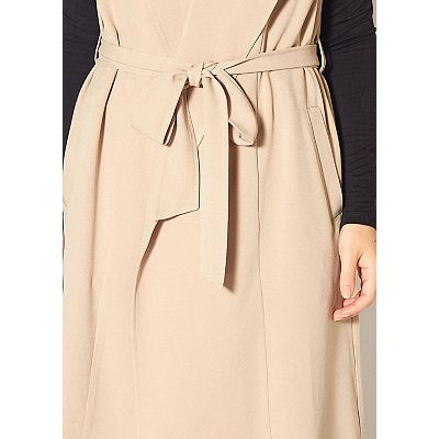 Sleeveless Trench Vest in Khaki