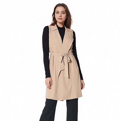 Sleeveless Trench Vest in Khaki