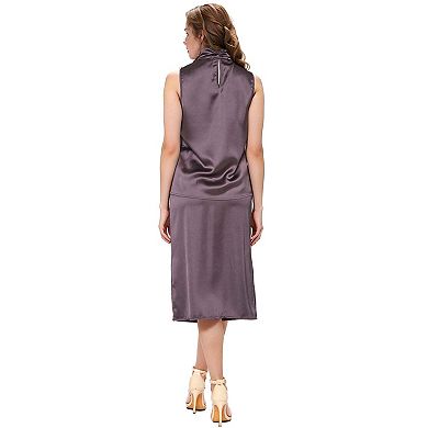 Sleeveless Scrunch Mock Neck Top In Dark Gray