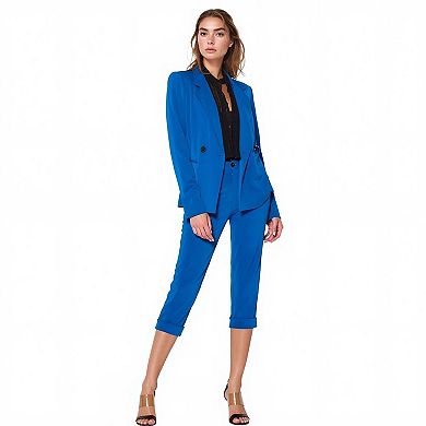 Solid Couble Breast Blazer in Royal Blue