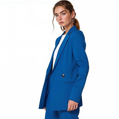 Solid Couble Breast Blazer in Royal Blue