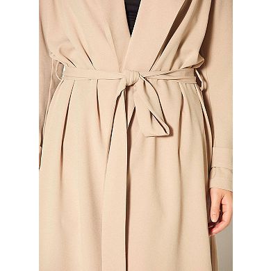 Tie Waist Light Trench Coat in Khaki