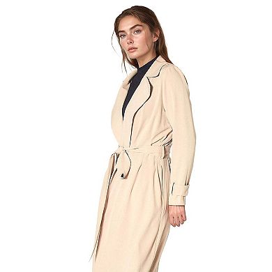 Tie Waist Light Trench Coat in Khaki