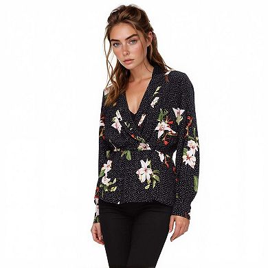 Wrap Front Peplum Blouse