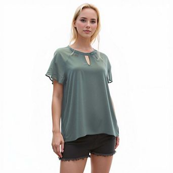 Crewneck Sheer Raglan Top