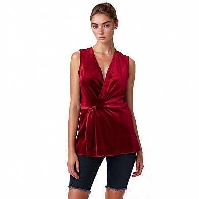 Women's Velvet Twist Front Sleeveless Top