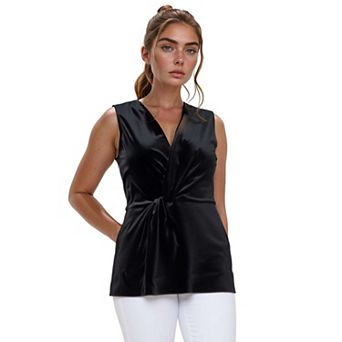 Women's Velvet Twist Front Sleeveless Top