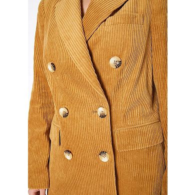 Corduroy Double Breasted Blazer in Dijon