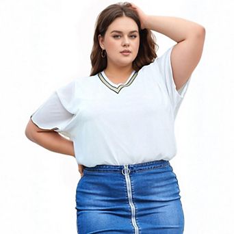 Plus Size V-Neck Chiffon Blouse Top