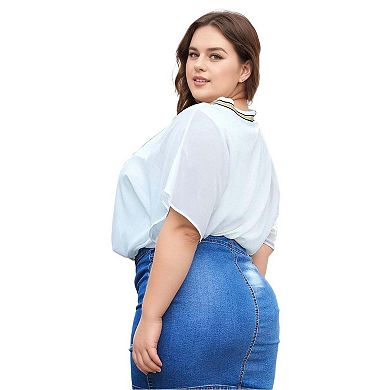 Plus Size V-Neck Chiffon Blouse Top