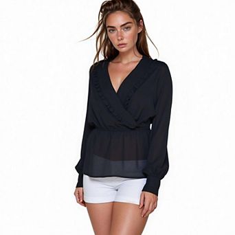 Wrap Front Peplum Blouse