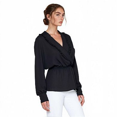 Wrap Front Peplum Blouse