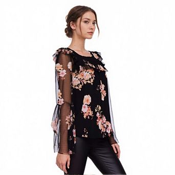 Bell Sleeve Mesh Top