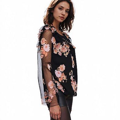 Bell Sleeve Mesh Top