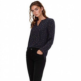 Hi-Low Pleated Back Tunic In Black Dot