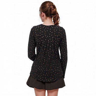 Hi-Low Pleated Back Tunic In Black Dot