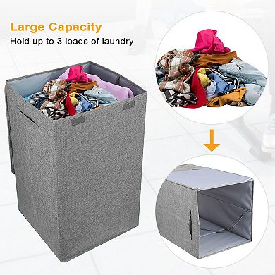Foldable Laundry Hamper with Lid and Handles, Clothes Basket Storage Organizer