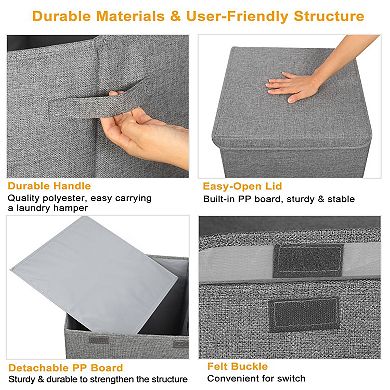 Foldable Laundry Hamper with Lid and Handles, Clothes Basket Storage Organizer