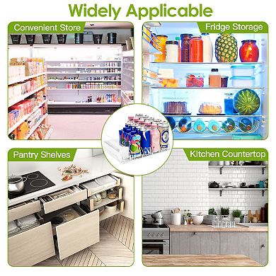 Fridge Drink Organizer Spring-Loaded Adjustable Holder for 25 Cans/Bottles