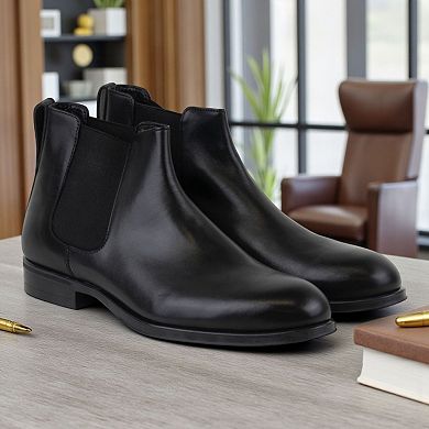 Men's Leather Slip on Ankle Boots (Plato Style)
