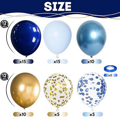 Navy Blue & Gold Confetti Balloons 60 Pcs Macaron Blue Balloons for Birthday Party