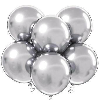 Mirror Platinum Balloon Set 35 pc Glossy Grey Balloons for Birthdays, Showers Elegant Wedding Decor