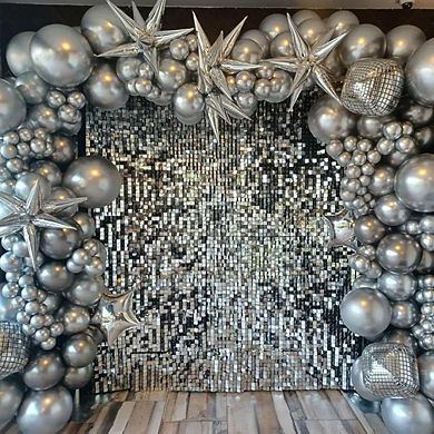 Mirror Platinum Balloon Set 35pcs Glossy Grey Balloons for Birthdays, Showers Elegant Wedding Decor