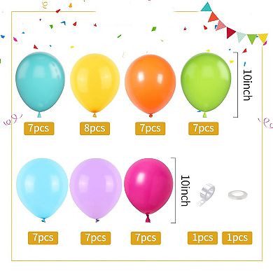 Rainbow Arch Balloons 50pcs Blue, Green, Yellow, Orange & Pink for DIY Celebration Decor