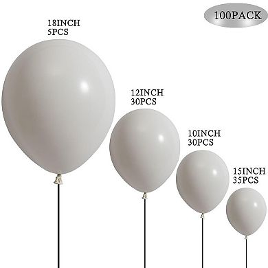 Matte White Balloons, Different Sizes 100 pcs for Wedding, Graduation, Birthday Party Backdrops