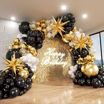 Gold Black Balloon Garland Confetti Arch 185 pc for Wedding Shower or Elegant Party Setup
