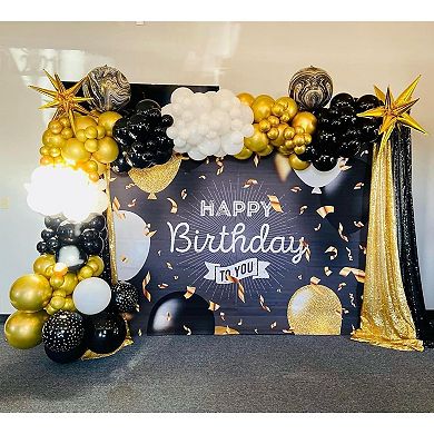Gold Black Balloon Garland Confetti Arch 185pcs for Wedding Shower or Elegant Party Setup