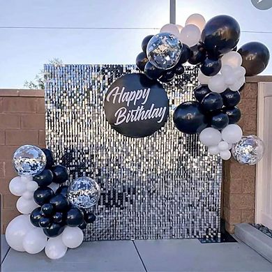Black & Silver Balloon Garland Kit, 117 pcs Metallic Balloons for Graduation & Birthday