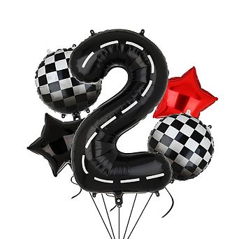 Race Car-Themed Birthday Balloon Set 40 Inch Racetrack Number Balloons for a Party Celebration